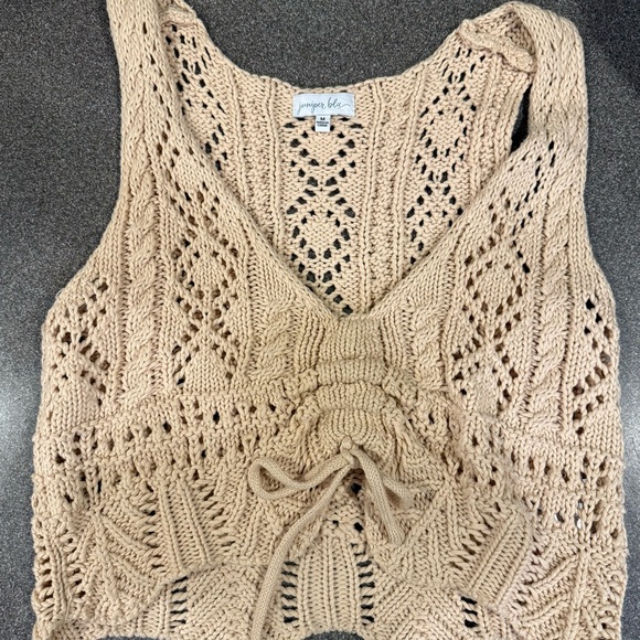 South Moon Under Tops - South Moon Under Cropped Women's Tan Crochet Top